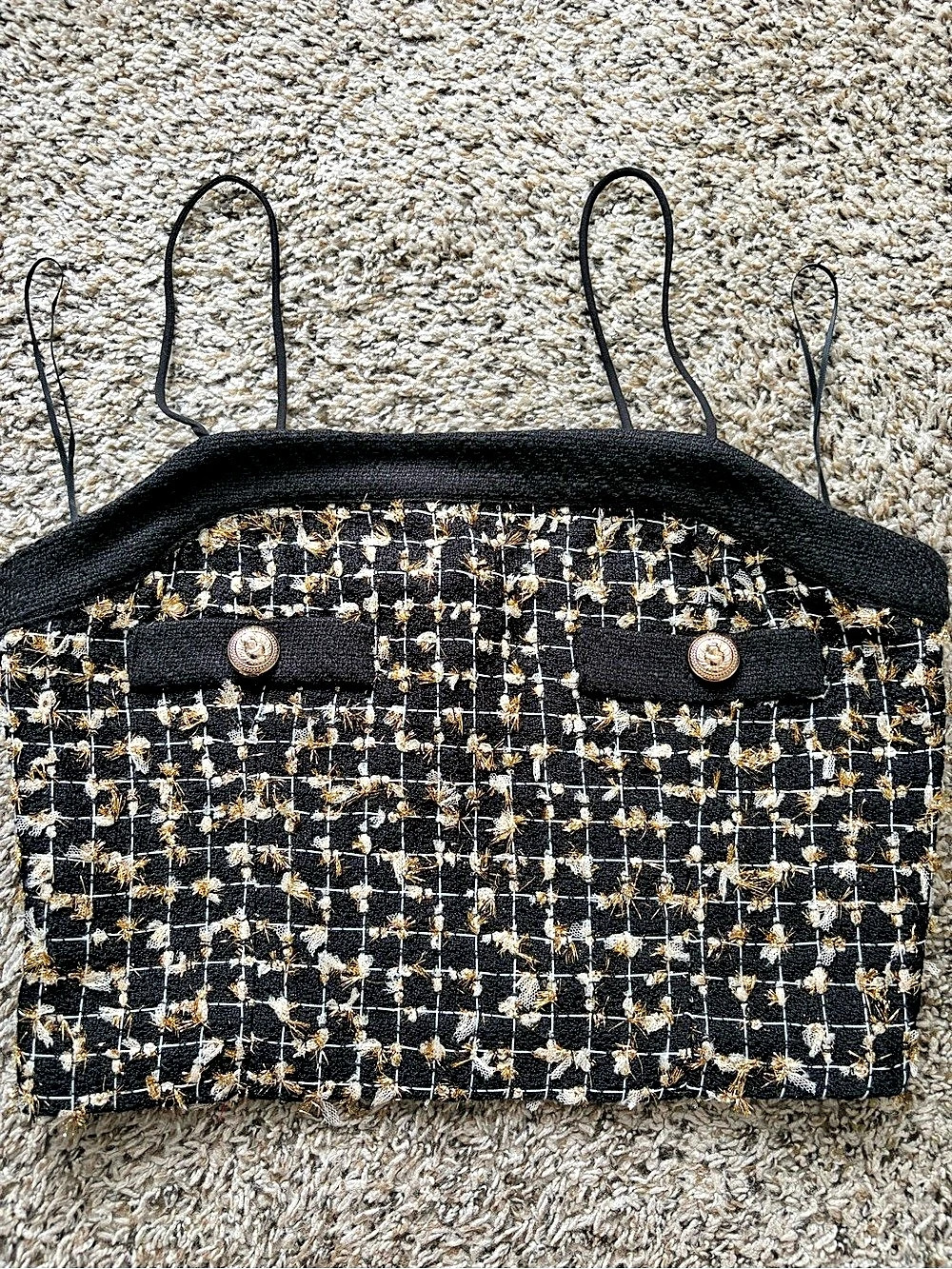 endless rose Tweed Checkered top in Black & White Like New